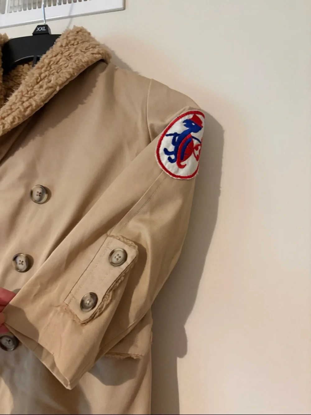 Vtg boys  1970’s Peacoat Tan Sherpa Lined Jacket size? 7/8 retro turtle vagabond